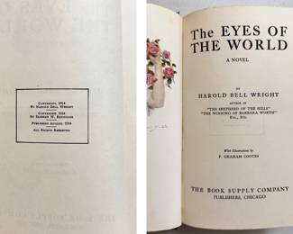 Interior pages from The Eyes of the World, by Harold Bell, 1914, hardcover