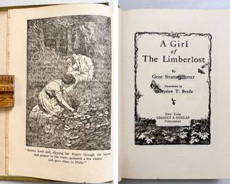 Inside pages of A Girl of the Limberlost, by Gene Stratton-Porter, 1909, hardcover, publishers Grosset & Dunlap Publishers, New York
