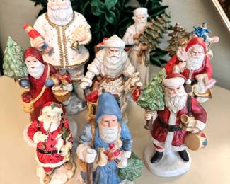 Tabletop hand painted porcelain  St. Nick and Santa Claus figurines