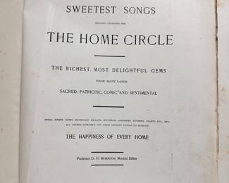 Inside page of The World's Sweetest Songs Patti's Favorites, hardcover, 1894, Professor D. H. Morrison, Musical Editor, American Educational League, published by Hubbard Publishing Co.