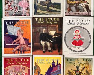 Antique issues of The Etude Music Magazine from 1929, 1931, and 1932