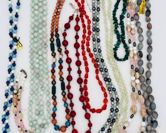 Natural stone bead necklaces, polished, carved, faceted, some with sterling silver clasps. Choose your colors, length, style!