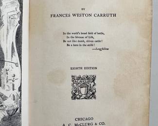 Inside page of Those Dale Girls, by Frances Weston Carruth, hardcover, 1909