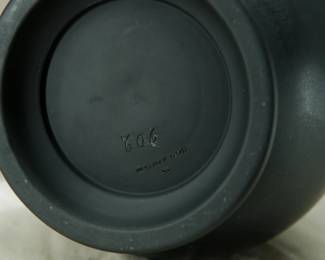 Closeup of the vintage Wedgwood black basalt ewer