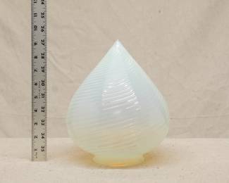 A large clear and opalescent swirl hand blown art glass pendant light shade circa 1910