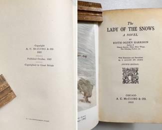 Inside pages of The Lady of the Snows by Edith Ogden Harrison, first edition, hardcover, A. C. McClurg and Co., Chicago publishers