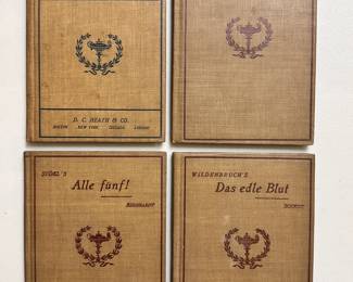 Heath's Modern Language Series, 4 hardcover books of German stories by authors Paul Heyse (1902), Helene Stokl (1909),  Ernest Adam von Wildenbruch (1898) and Richard Von Volkmann (1895); D. C. Heath & Co., publishers