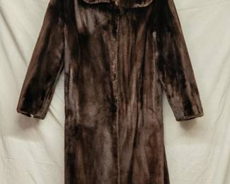 A vintage rich deep brown fur coat with shawl collar by John D. Somers Inc., Chicago