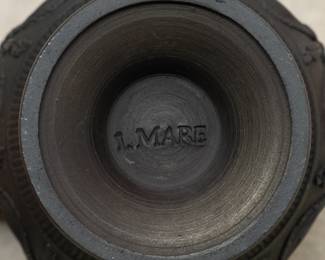 Closeup of the base of the black basalt ware neoclassical form pitcher