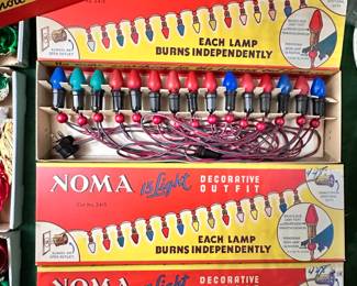 Vintage new in box NOMA 15 light Christmas lights! Lots more vintage Christmas ornaments and decorations in this sale to see...