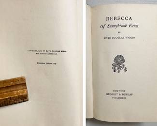 Inside pages of Rebecca of Sunnybrook Farm by Kate Douglas Wiggin, first edition hardcover, 1903, Grosset & Dunlap publishers