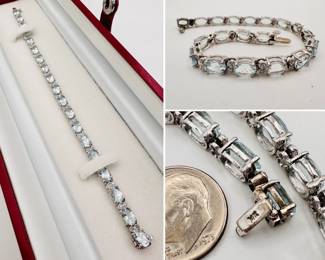 14k white gold and aquamarine tennis bracelet