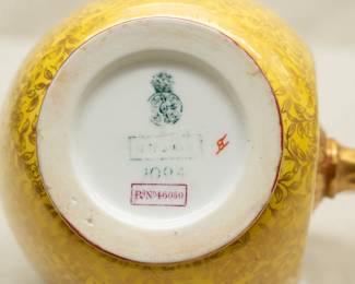 Closeup of the antique Royal Worcester porcelain pitcher