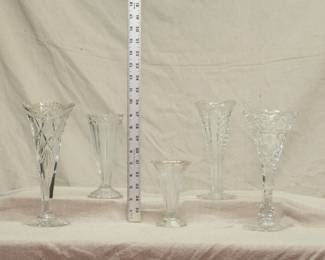 More antique and vintage American brilliant cut and EAPG clear glass vasess