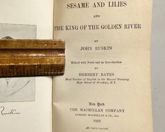 Inside page of Sesame and Lilies and The King of the Golden River by John Ruskin, hardcover, 1910, The MacMillan Company