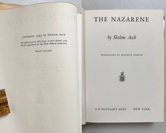 Inside pages of The Nazarene by Sholem Asch, signed, hardcover, 1939 G. P. Putnam's Sons publishers New York