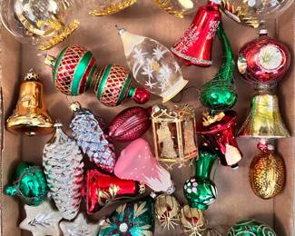 Classic vintage Christmas ornaments, colorful retro style 