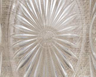 Closeup of the vintage Anchor Hocking Prescut sawtooth pinwheel design dish