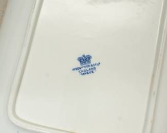 Another view of the vintage Wedgwood & Co England "Hague" pattern blue and white transferware rectangular serving tray