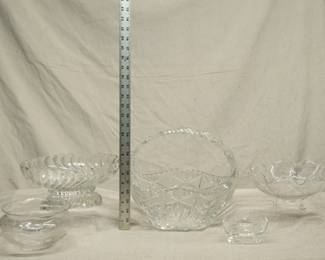 A vintage heavy crystal clear cut glass floral etched footed platter 
