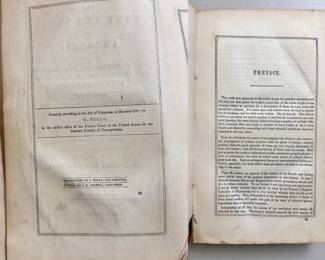 Inside pages of The Army and Navy of America: A View of the Heroic Adventures, Battles, Naval Engagements, Remarkable Incidents, and Glorious Achievements in the Cause of Freedom from the Period of the French and Indian Wars to the Close of the Mexican War, by Jacob K. Neff, 1851, leather bound, John H. Pearsol publisher