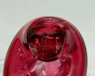 Closeup of a Charles Lotton Art Glass slipper/shoe, signed by the artist and dated 1991, limited edition 15/200