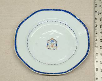A Chinese export porcelain pseudo armorial enameled plate