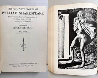 The Complete Works of William Shakespeare,The Cambridge Edition Text, as edited by William Aldis Wright. Including the Temple Notes. Illustrated by Rockwell Kent. With a Preface by Christopher Morley. 1936 Hardcover with dust jacket, Garden City Publishing Company, New York