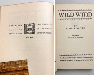 Inside pages of Wild Wind by Temple Bailey, first edition 1930 hardcover, The Penn Publishing Company, Philadelphia