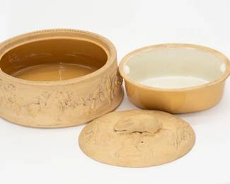 Another view of the Antique Wedgwood Game Pie Dish Caneware 19th C. 
