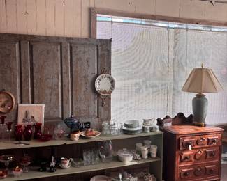 Glassware, Mantel, small dresser 