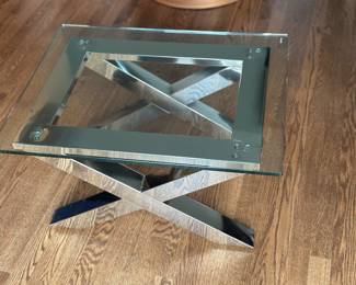 Crate and Barrel Glass and Chrome coffee table