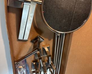 Restoration Hardware Modern brushed nickel towel and shaving set
