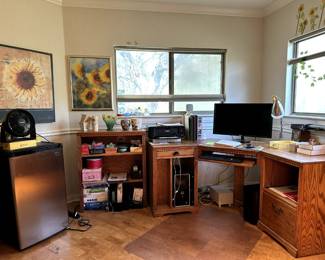 3 Piece Desk, Mini Fridge, Wall Art 