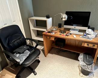 Desk, Chair, Shelf & Lamp