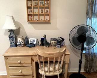Bedroom Desk, Chair, Decor, Lamp and Fan 