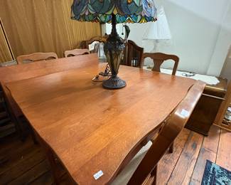 Tiffany style lamp
2 leaf & folding top table
Folding wooden chairs
Cedar chest 
Crystal lamp