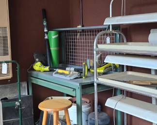 Potting bench/table and growing rack!