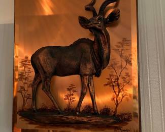 Copper Wall Plaque - Antelope - Signed