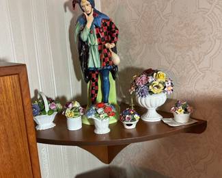 Large Royal Doulton Figure, Bone China Flower Baskets