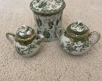 Japanese hand painted tea set. 1951 wedding gift. 