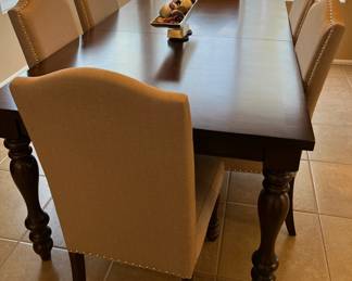 Dining Table w 6 Chairs and Leaf 42" x 72" + 18" Leaf