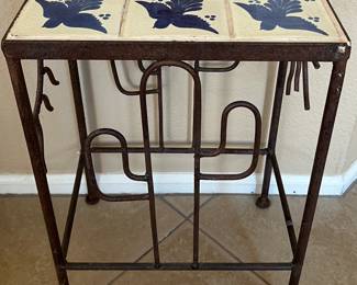 Tile and Iron Accent Table 