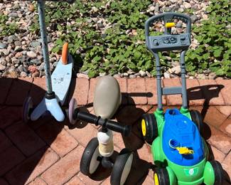 Child's Scooter, Bike, Lawn Mower