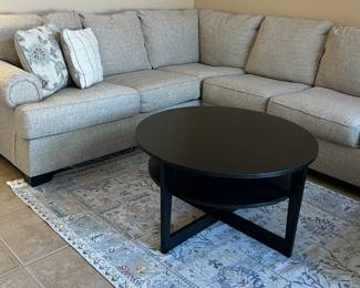 Sectional Sofa w Chaise, Area Rug Nexus Collection Machine Washable 5x7, Coffee Table