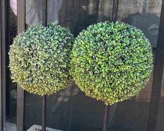 Faux Potted Topiaries pair