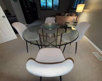 Round glass table and chairs