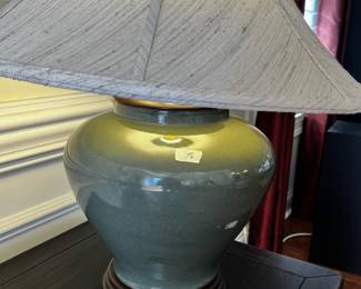 #34 Heavy Ceramic Sage Green Glazed 28" Tall Lamp $60.00