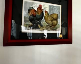 #25 Set of Two Framed Rooster Prints - 16 1/4x13.5 $60.00