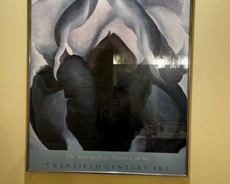 #61 Vintage Georgia O'Keeffe Framed Black Iris Print Poster 1986 - 33x24 $50.00